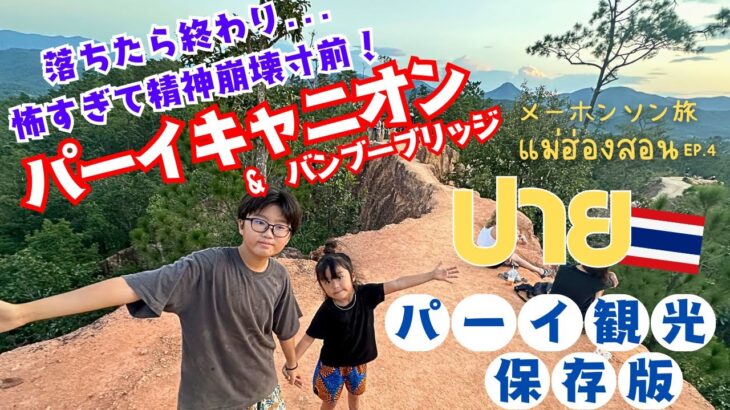 【タイ国内旅行】超怖い！スリル満点の絶景のパーイキャニオンと癒しのバンブーブリッジ｜母子で行くメーホンソン旅　EP.４｜พาย｜PAI｜Pai Canyon